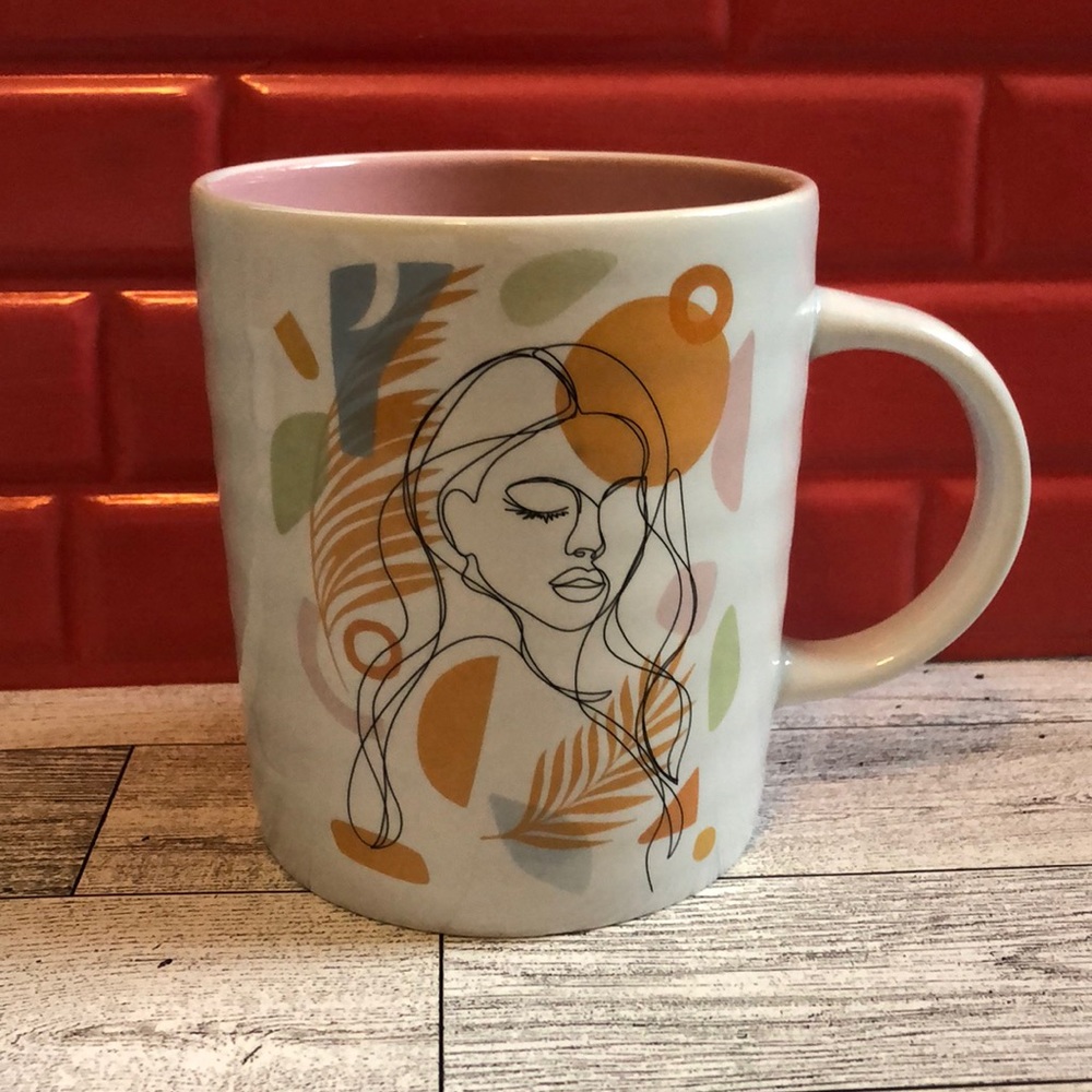 Trendy Abstract Woman Lady Line Art Ceramic Large Oversized Coffee Tea Mug